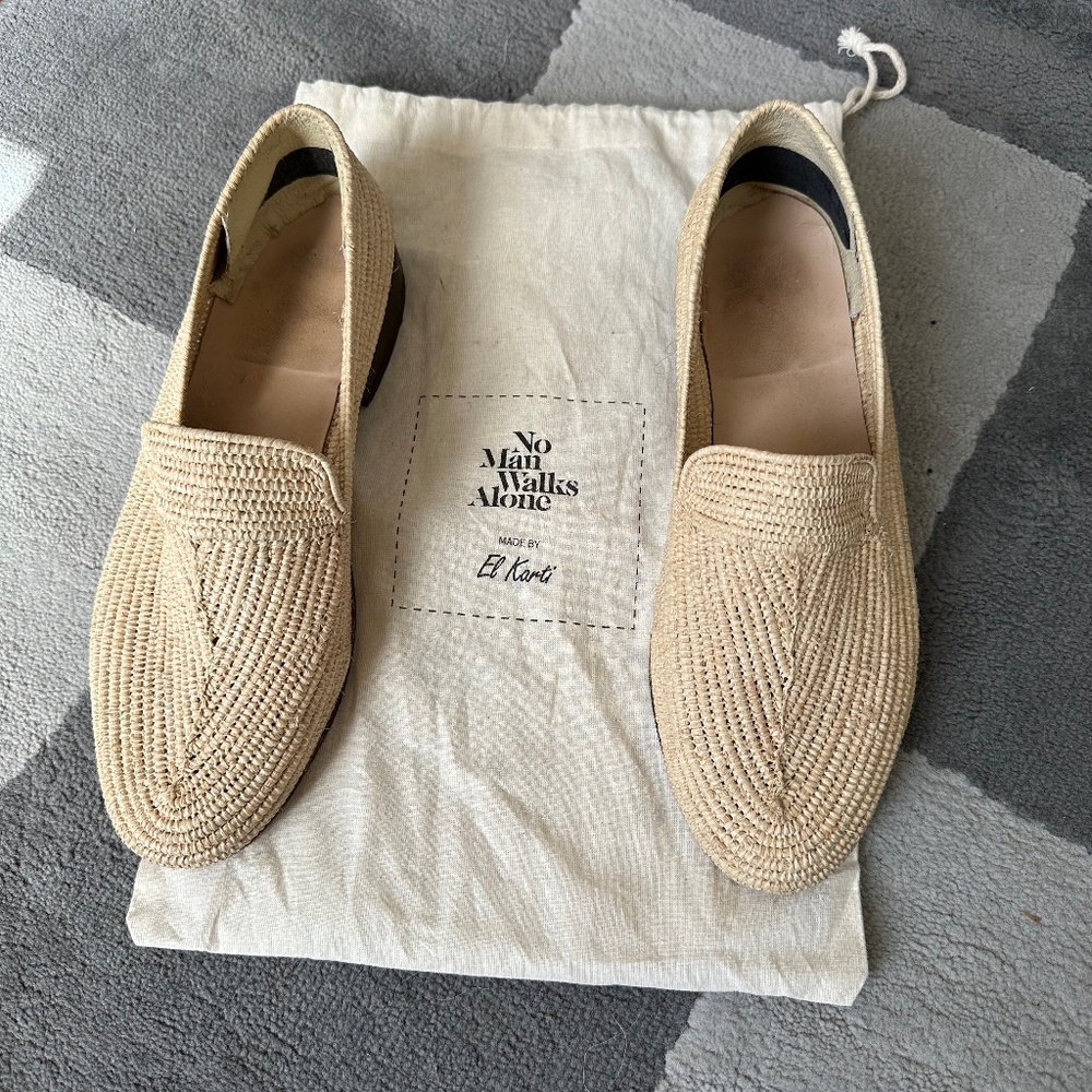 No man walks alone x El Karti mens raffia loafer size 10